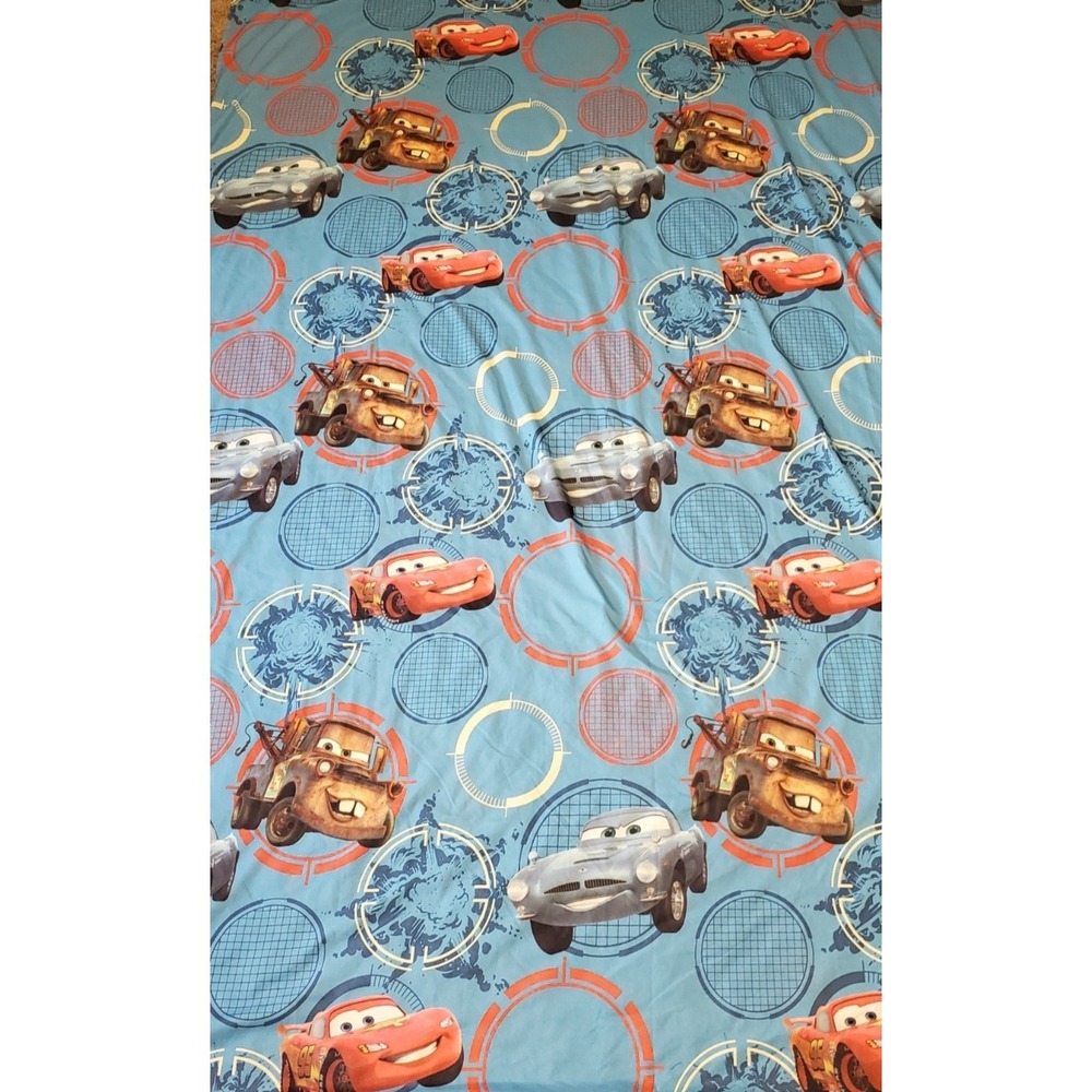 Walt Disney Pixar Cars Twin Flat‎ Sheet Fabric Blue Polyester